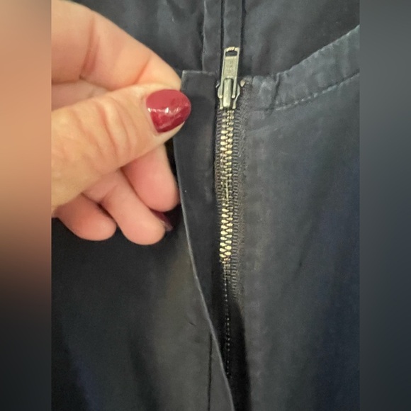 Theory Bonza Cotton Poplin Full Zip Front Knee Length Dress Navy Size 6 - Picture 3 of 9